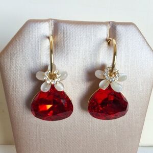 Elegant Gold plated Crysta and Tiger Eye Earrings